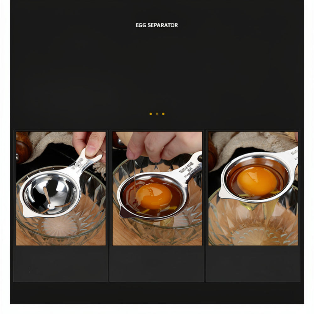 Kitchen Helper Gadgets - ที่แยกไข่แดงสแตนเลส อุปกรณ์ทำขนมในครัว ตัวกรองทนทาน สำหรับการเตรียมอาหารอย่างมีประสิทธิภาพ ใช้ในบ้าน