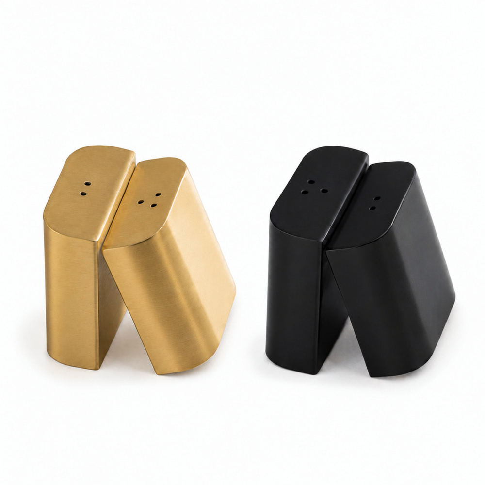 Kitchen Gadgets Gold - ขวดใส่พริกไทยและเกลือสแตนเลสสีทอง ดีไซน์ทันสมัย อุปกรณ์ครัว ขวดเก็บเครื่องปรุงรส