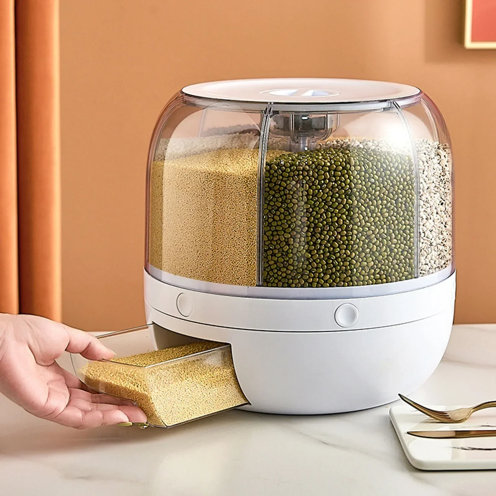 6-คอมพาร์เมนท์ 360 °   ภาชนะเก - Kitchen Gadgets Organizer บทวิจารณ์และราคา