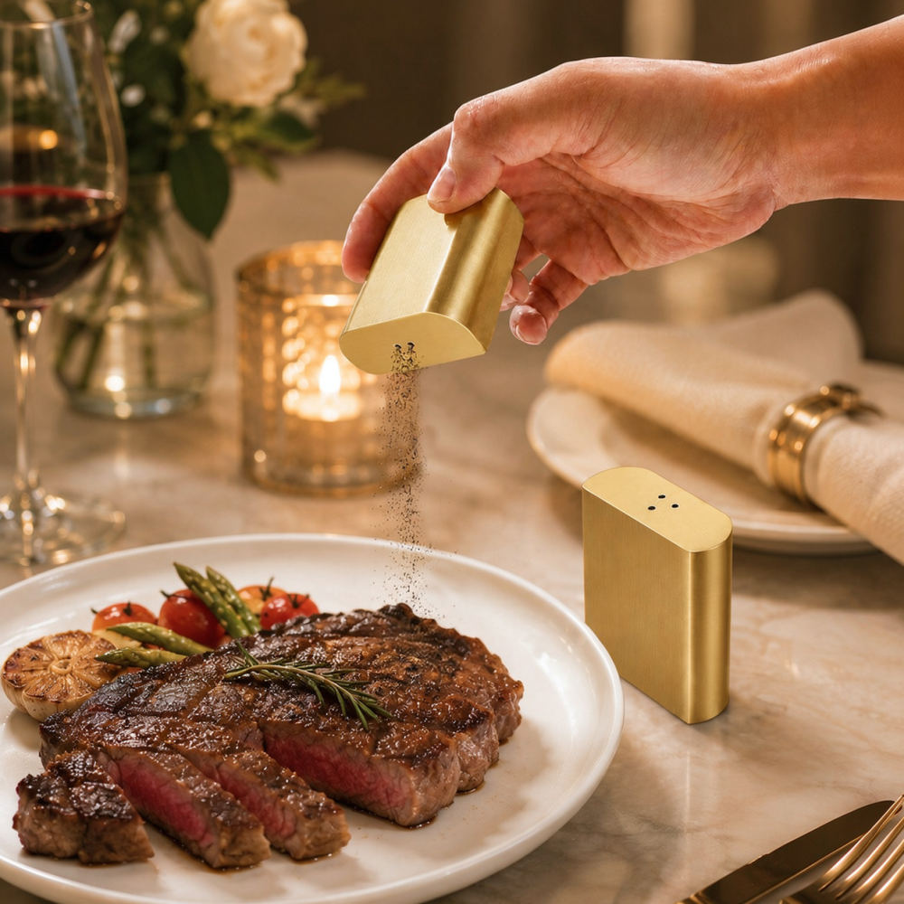 ขวดใส่พริกไทยและเกลือสแตนเลสสี - Kitchen Gadgets Gold บทวิจารณ์และราคา