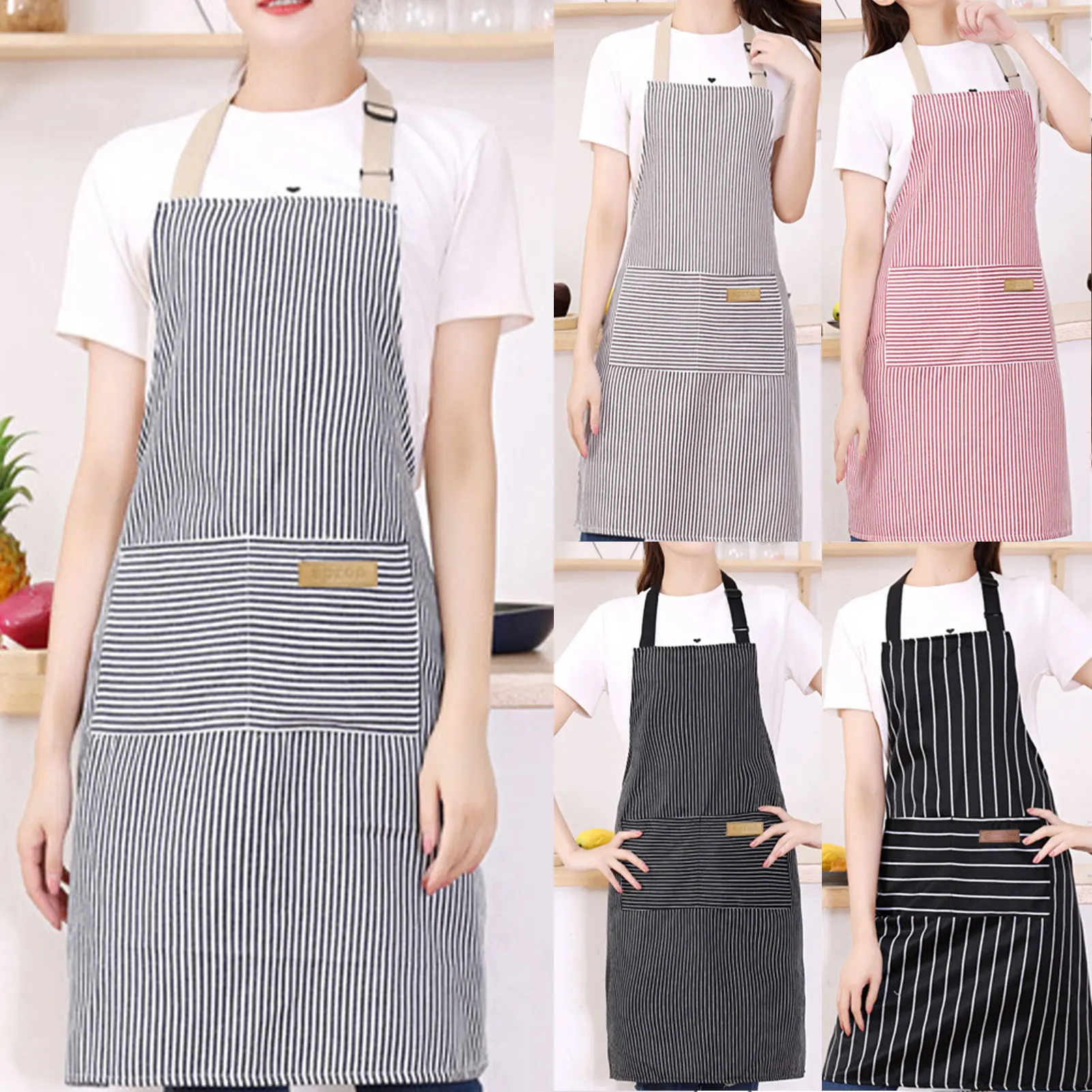 ผ้ากันเปื้อนแบบมีสายผูก ลายทาง - Kitchen Helper Gadgets บทวิจารณ์และราคา